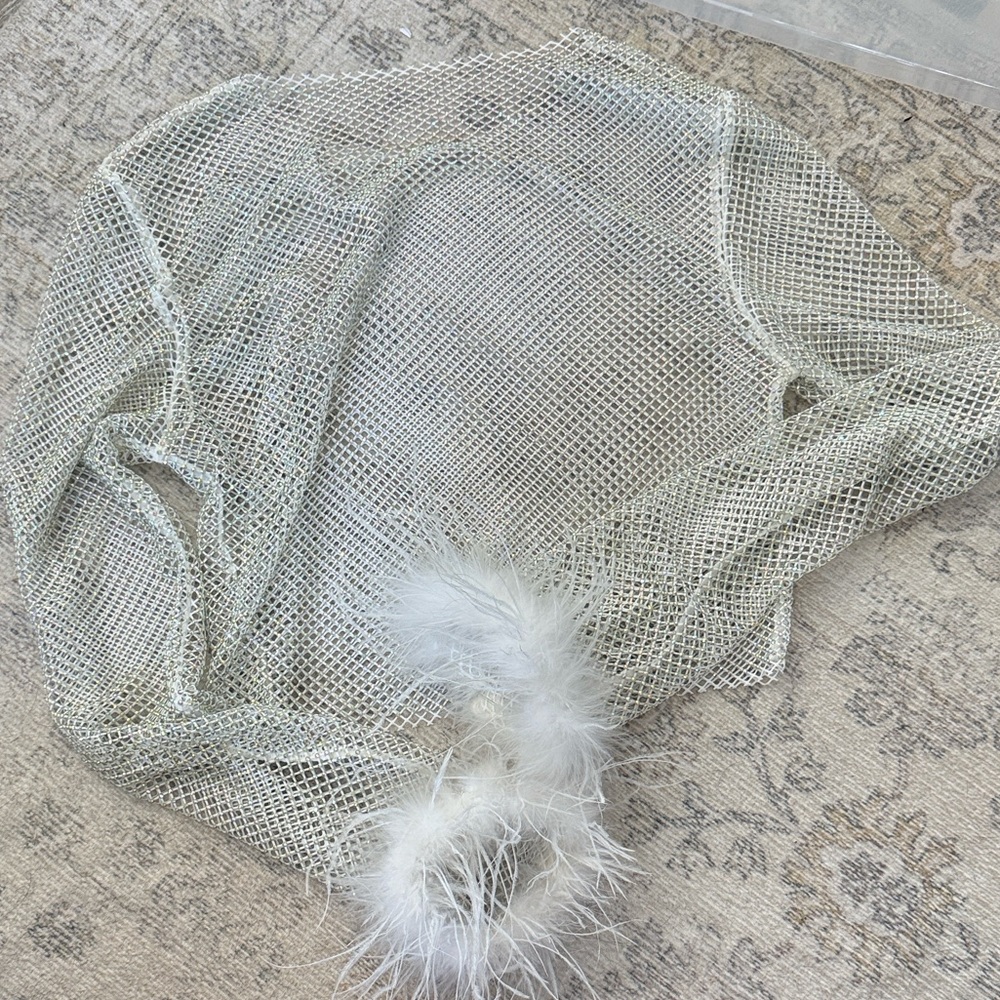 NWOT White Rhinestone Mesh Long Sleeve Top - Picture 2 of 3